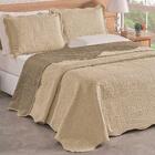 Kit Cobre Leito Colcha Bouti Lisa Dupla Face Casal Cáqui