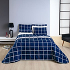 Kit Cobre Leito Colcha Brooklyn Casal Quadriculado Microperca