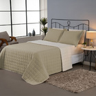 Kit Cobre Leito Colcha Capri Casal Dupla Face 3 Peças - Cáqui