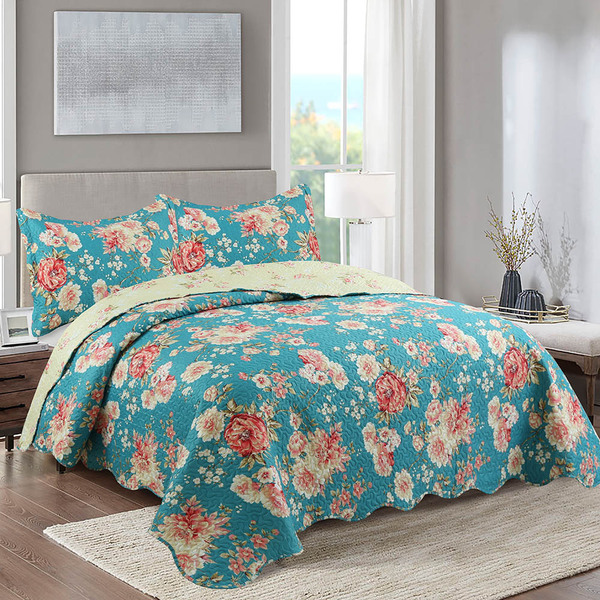 Kit Cobre Leito Colcha Casal Boutik Dupla Face - Vanessa - 10