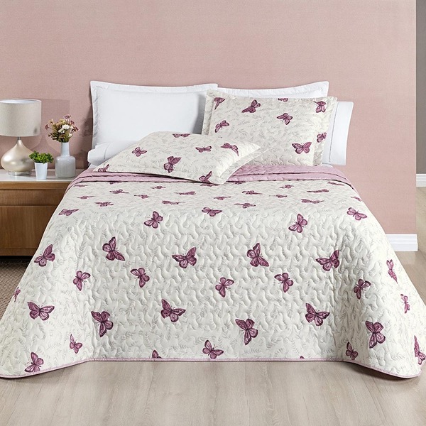 Kit Cobre Leito Colcha Celi King Dupla Face Micropercal 200 F