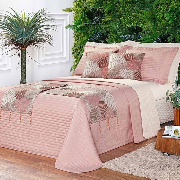 Kit Cobre Leito Colcha Charlote Queen 08 Peças Dupla Face Xal