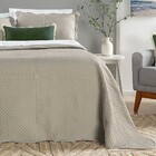 Kit Cobre Leito Colcha Clean King Dupla Face - Cáqui - 100% P