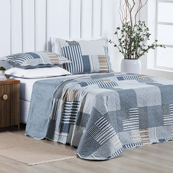 Kit Cobre Leito Colcha Daily Queen 3 Peças Matelado Ultrassôn