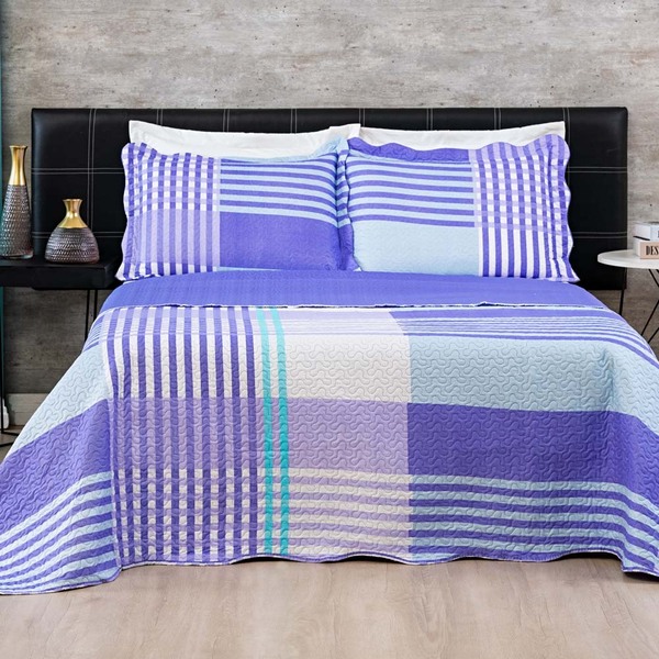 Kit Cobre Leito Colcha Dallas King Dupla Face Estampada 3 Peç