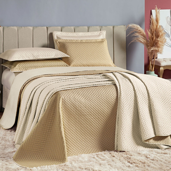 Kit Cobre Leito Colcha Delicato Super King Percal Acetinado +