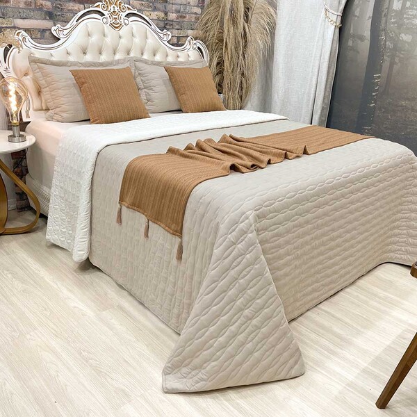 Kit Cobre Leito Colcha Dubai Queen 08 Peças Dupla Face Microp