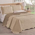 Kit Cobre Leito Colcha Dupla Face Queen 3 Peças Caqui