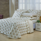 Kit Cobre Leito Colcha Garland Queen 100% Algodão 400 Fios Ac