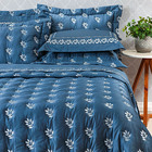 Kit Cobre Leito Colcha Garland Super King 100% Algodão 400 Fi