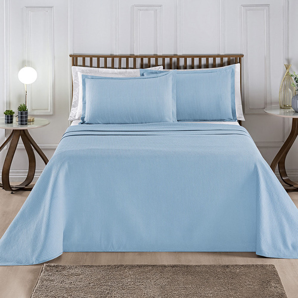 Kit Cobre Leito Colcha Intensy Casal Padrão Tecido Piquet 100