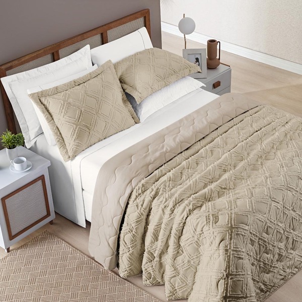 Kit Cobre Leito Colcha Katarine King 03 Peças Dupla Face Micr