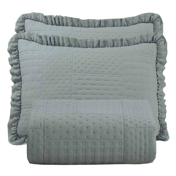 Kit Cobre Leito Colcha Maison Casal Padrão C/ Babado Percal 3