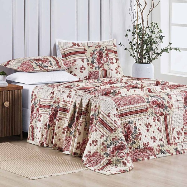 Kit Cobre Leito Colcha Marina Queen 03 Peças Piquet Matelado