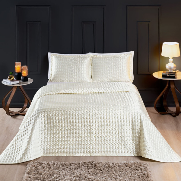 Kit Cobre Leito Colcha Megane King Cetim Charmousse 3 Peças -