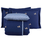 Kit Cobre Leito Colcha Melini King 200 Fios Bordado Listrado