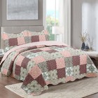 Kit Cobre Leito Colcha Mix Queen Estampado Dupla Face 3 Peças