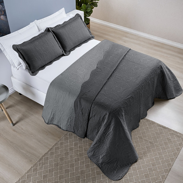 Kit Cobre Leito Colcha Munique Queen Microfibra Dupla Face Li