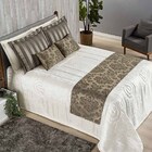 Kit Cobre Leito Colcha Palace King 10 Peças Jacquard Xale Flo