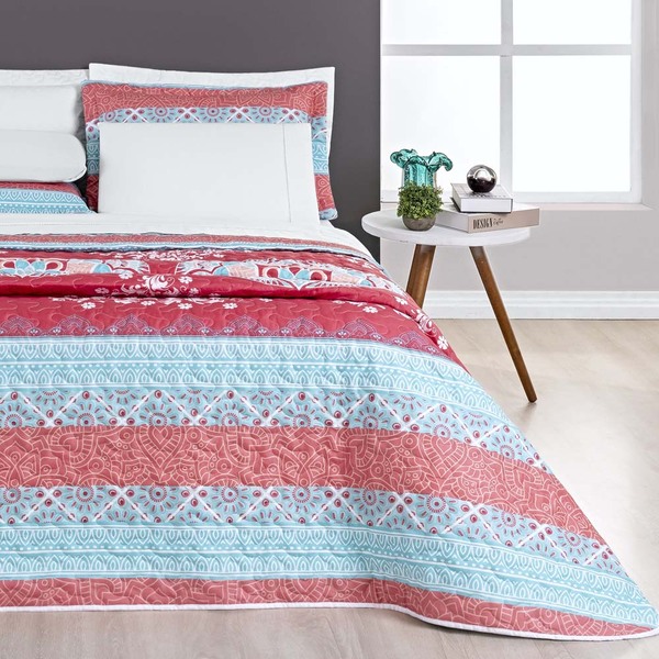 Kit Cobre Leito Colcha Petrus Queen Dupla Face Micropercal 20