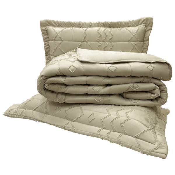 Kit Cobre Leito Colcha Prestige King Texturado Dupla Face Mic