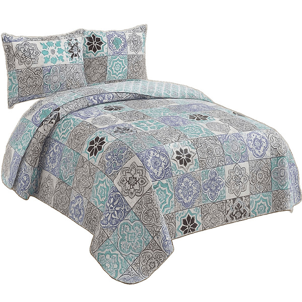 Kit Cobre Leito Colcha Queen Boutik Dupla Face - Estampa 26 -