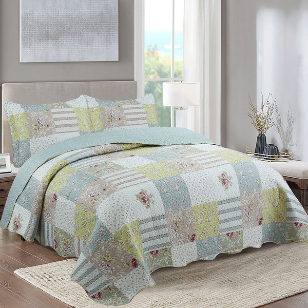 Kit Cobre Leito Colcha Queen Boutik Dupla Face - Maitê - 100%