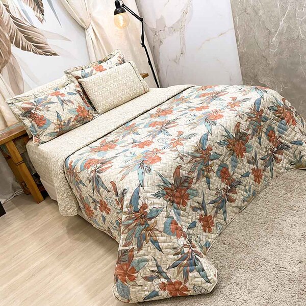 Kit Cobre Leito Colcha Realeza Queen 8 Peças Dupla Face Estam