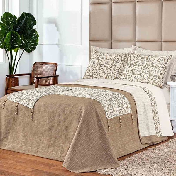 Kit Cobre Leito Colcha Renata King 06 Peças Dupla Face Jacqua