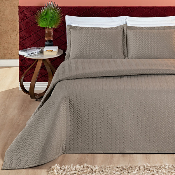 Kit Cobre Leito Colcha Roma Casal Dupla Face Micropercal 200