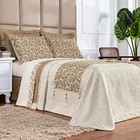 Kit Cobre Leito Colcha Rustique Queen Jacquard Dupla Face 6 P