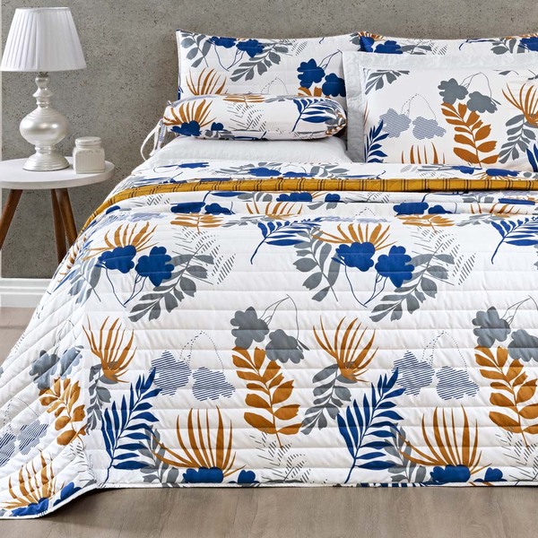 Kit Cobre Leito Colcha Sparta Queen Dupla Face Micropercal 20