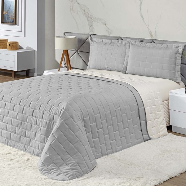 Kit Cobre Leito Colcha Unique Queen 03 Peças Micropercal 200