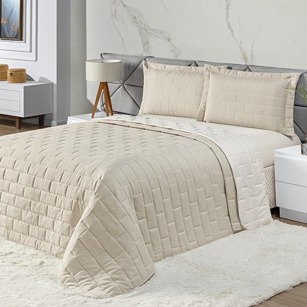 Kit Cobre Leito Colcha Unique Queen 03 Peças Micropercal 200