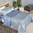 Kit Cobre Leito Colcha Vine King Dupla Face Cetim Estampado 3
