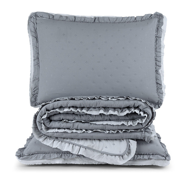 Kit Cobre Leito Colcha Vitta Queen Matelado C/ Babadinhos 200