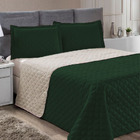 Kit Cobre Leito Com Colcha Roma 3pçs Dupla Face Verde E Palha