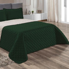 Kit Cobre Leito Com Colcha Roma 3pçs Dupla Face Verde E Palha