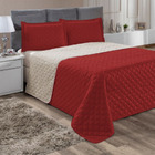 Kit Cobre Leito Com Colcha Roma 3pçs Dupla Face Vermelho E Pa