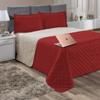 Kit Cobre Leito Com Colcha Roma 3pçs Dupla Face Vermelho E Pa