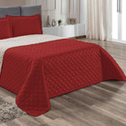 Kit Cobre Leito Com Colcha Roma 3pçs Dupla Face Vermelho E Pa