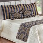 Kit Cobre Leito Com Xale E Almofadas King08 Peças Marinho