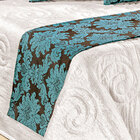 Kit Cobre Leito Com Xale E Almofadas Queen08 Peças Turquesa