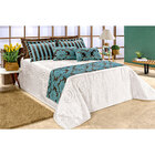 Kit Cobre Leito Com Xale E Almofadas Queen10 Peças Turquesa
