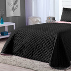 Kit Cobre Leito Dual Color Preto/rosê Casal Padrão 03 Peças -