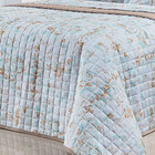 Kit Cobre Leito Estampado Queen Floral Bege 200 Fios 100% Alg