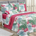 Kit Cobre Leito Flamingo + Jogo De Cama Tamanho Solteiro 200