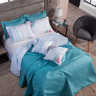 Kit Cobre Leito Floral Tiffany Listrado Dupla Face C/ Almofad