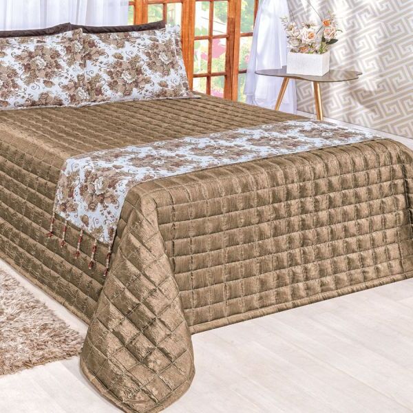 Kit Cobre Leito Fran 3 Peças Casal 6 Peças - Caramelo