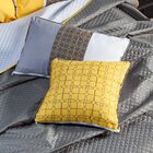 Kit Cobre Leito Geométrico Cinza/amarelo Dupla Face C/ Almofa